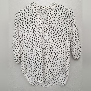 Lush Ivory Animal Leopard Print Top Blouse 3/4 Sleeves SIZE SMALL